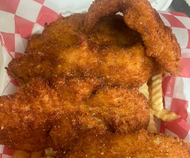 Chicken Tenders with French Fries.